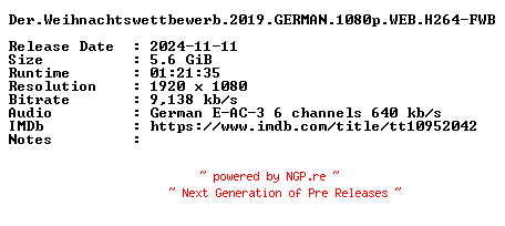 NFO for the release Der.Weihnachtswettbewerb.2019.GERMAN.1080p.WEB.H264-FWB by FWB