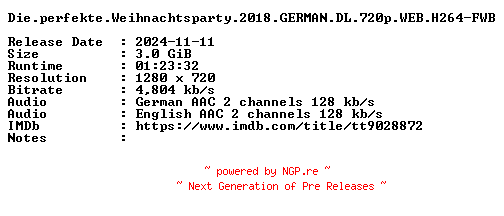 NFO for the release Die.perfekte.Weihnachtsparty.2018.GERMAN.DL.720p.WEB.H264-FWB by FWB