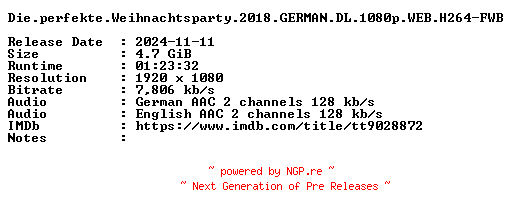 NFO for the release Die.perfekte.Weihnachtsparty.2018.GERMAN.DL.1080p.WEB.H264-FWB by FWB