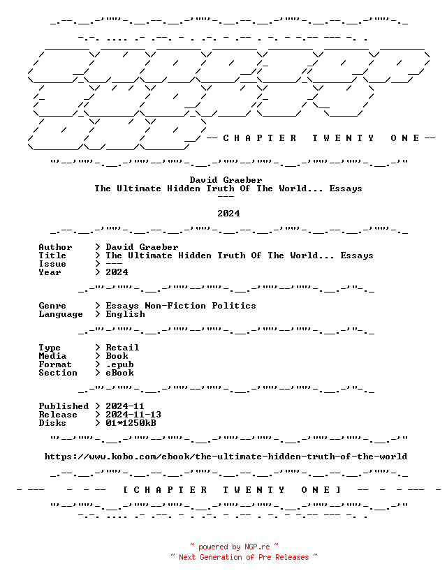 NFO for the release David.Graeber.-.The.Ultimate.Hidden.Truth.Of.The.World....Essays.2024.RETAIL.EPUB.eBook-CTO by CTO