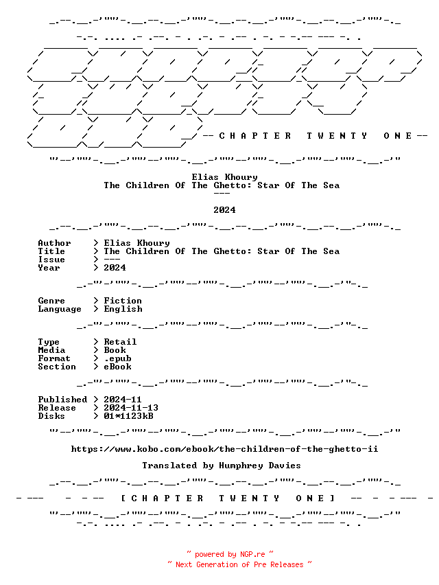 NFO for the release Elias.Khoury.-.The.Children.Of.The.Ghetto.Star.Of.The.Sea.2024.RETAIL.EPUB.eBook-CTO by CTO