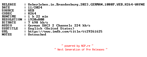 NFO for the release Ueberleben.in.Brandenburg.2023.GERMAN.1080P.WEB.H264-WAYNE by WAYNE