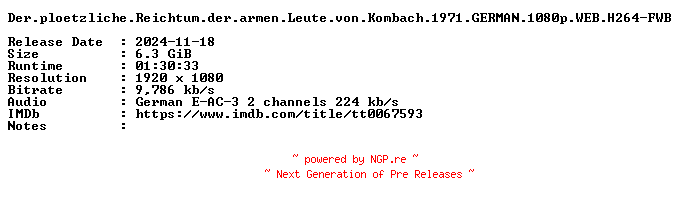 NFO for the release Der.ploetzliche.Reichtum.der.armen.Leute.von.Kombach.1971.GERMAN.1080p.WEB.H264-FWB by FWB