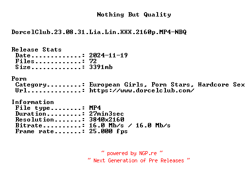 NFO for the release DorcelClub.23.08.31.Lia.Lin.XXX.2160p.MP4-NBQ by NBQ