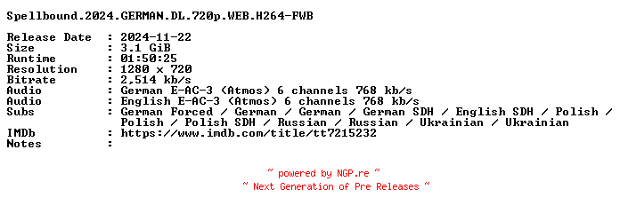 NFO for the release Spellbound.2024.GERMAN.DL.720p.WEB.H264-FWB by FWB