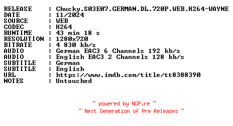 NFO for the release Chucky.S03E07.GERMAN.DL.720P.WEB.H264-WAYNE by WAYNE