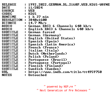 NFO for the release 1992.2022.GERMAN.DL.2160P.WEB.H265-WAYNE by WAYNE