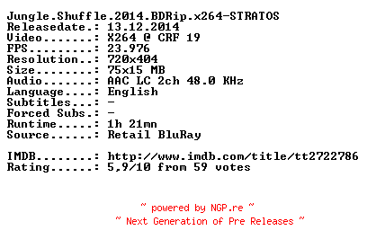 NFO for the release Jungle.Shuffle.2014.BDRip.x264-STRATOS by STRATOS