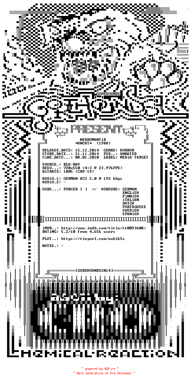 NFO for the release Nekromantik.UNCUT.GERMAN.1988.BDRiP.x264-GOREHOUNDS by GOREHOUNDS