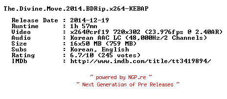 NFO for the release The.Divine.Move.2014.BDRip.x264-KEBAP by KEBAP