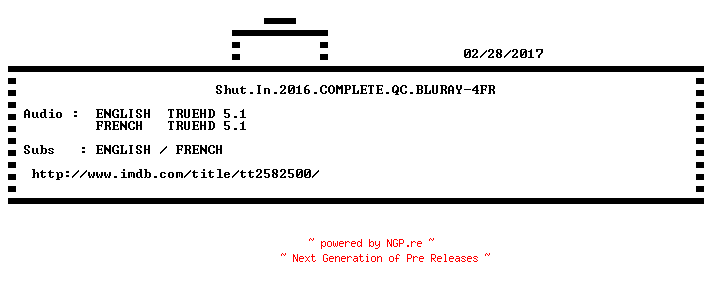 NFO for the release Shut.In.2016.COMPLETE.QC.BLURAY-4FR by 4FR