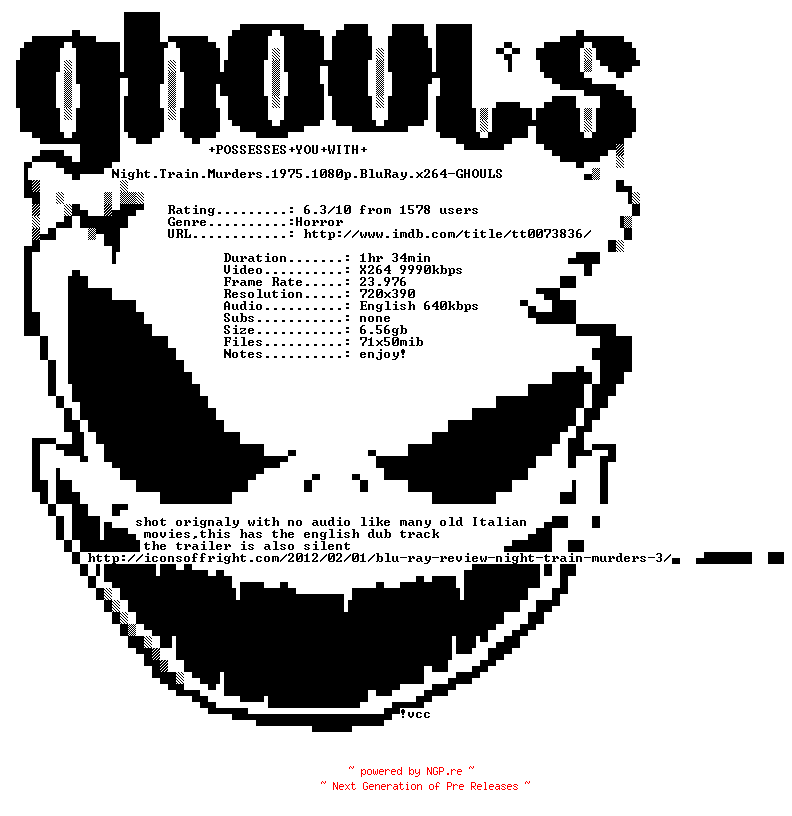 NFO for the release Night.Train.Murders.1975.720p.BluRay.x264-GHOULS by GHOULS
