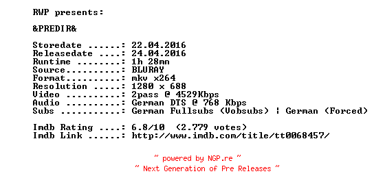 NFO for the release Deathdream.1974.German.720p.BluRay.x264-RWP by RWP