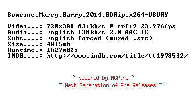 NFO for the release Someone.Marry.Barry.2014.BDRip.x264-USURY by USURY