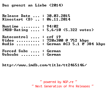 NFO for the release Das.grenzt.an.Liebe.German.BDRiP.x264-EXQUiSiTE by EXQUiSiTE