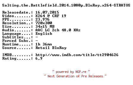 NFO for the release Salting.the.Battlefield.2014.BDRip.x264-STRATOS by STRATOS