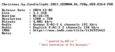 NFO for the release Christmas.by.Candlelight.2023.GERMAN.DL.720p.WEB.H264-FWB by FWB