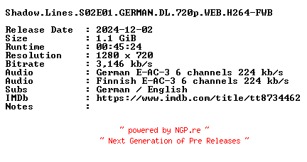 NFO for the release Shadow.Lines.S02E01.GERMAN.DL.720p.WEB.H264-FWB by FWB