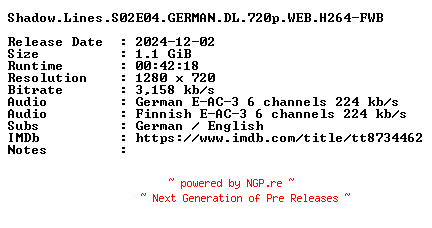 NFO for the release Shadow.Lines.S02E04.GERMAN.DL.720p.WEB.H264-FWB by FWB