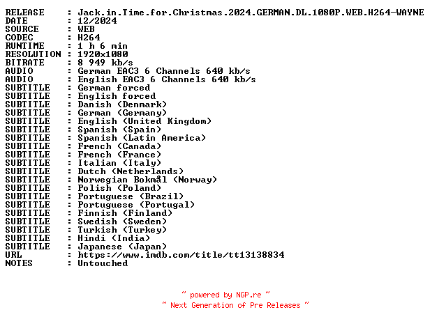 NFO for the release Jack.in.Time.for.Christmas.2024.GERMAN.DL.1080P.WEB.H264-WAYNE by WAYNE