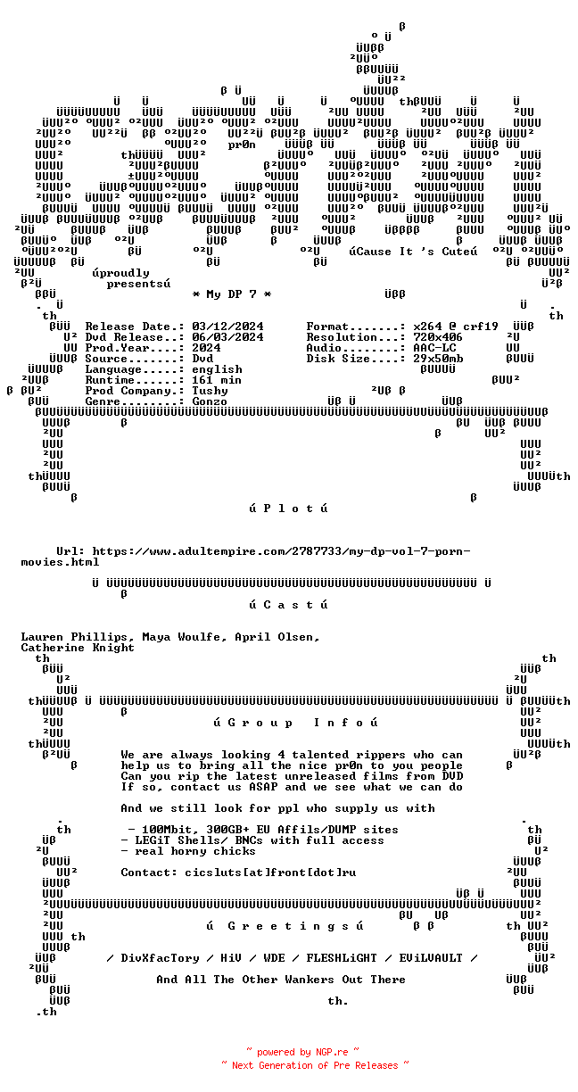 NFO for the release My.DP.7.XXX.DVDRip.x264-CiCXXX by CiCXXX