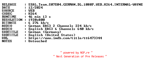 NFO for the release SEAL.Team.S07E04.GERMAN.DL.1080P.WEB.H264.INTERNAL-WAYNE by WAYNE