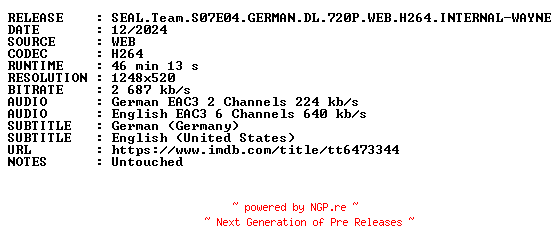 NFO for the release SEAL.Team.S07E04.GERMAN.DL.720P.WEB.H264.INTERNAL-WAYNE by WAYNE