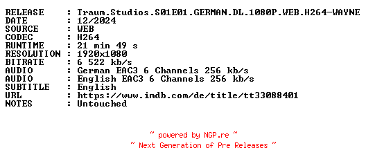 NFO for the release Traum.Studios.S01E01.GERMAN.DL.1080P.WEB.H264-WAYNE by WAYNE