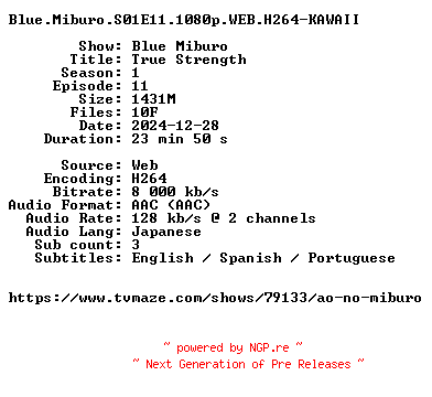 NFO for the release Blue.Miburo.S01E11.1080p.WEB.H264-KAWAII by KAWAII