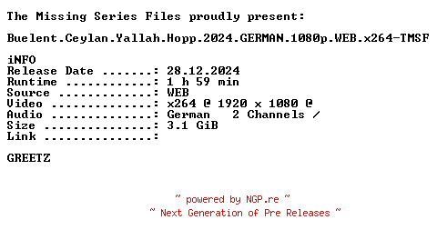 NFO for the release Buelent.Ceylan.Yallah.Hopp.2024.GERMAN.1080p.WEB.x264-TMSF by TMSF