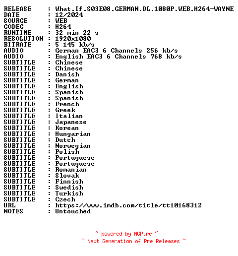 NFO for the release What.If.S03E08.GERMAN.DL.1080P.WEB.H264-WAYNE by WAYNE