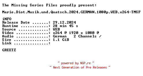 NFO for the release Marie.Diot.Musik.und.Quatsch.2024.GERMAN.1080p.WEB.x264-TMSF by TMSF