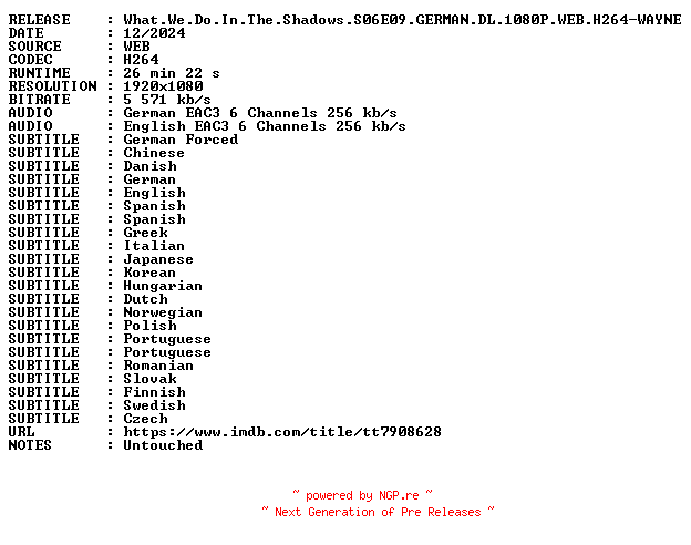 NFO for the release What.We.Do.In.The.Shadows.S06E09.GERMAN.DL.1080P.WEB.H264-WAYNE by WAYNE