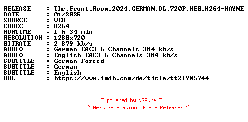 NFO for the release The.Front.Room.2024.GERMAN.DL.720P.WEB.H264-WAYNE by WAYNE