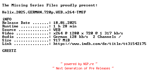 NFO for the release Helix.2025.GERMAN.720p.WEB.x264-TMSF by TMSF