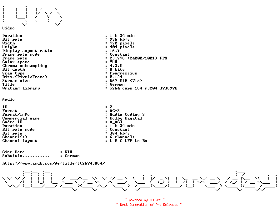 NFO for the release Agent.Recon.German.2024.AC3.BDRiP.x264-LIM by LIM