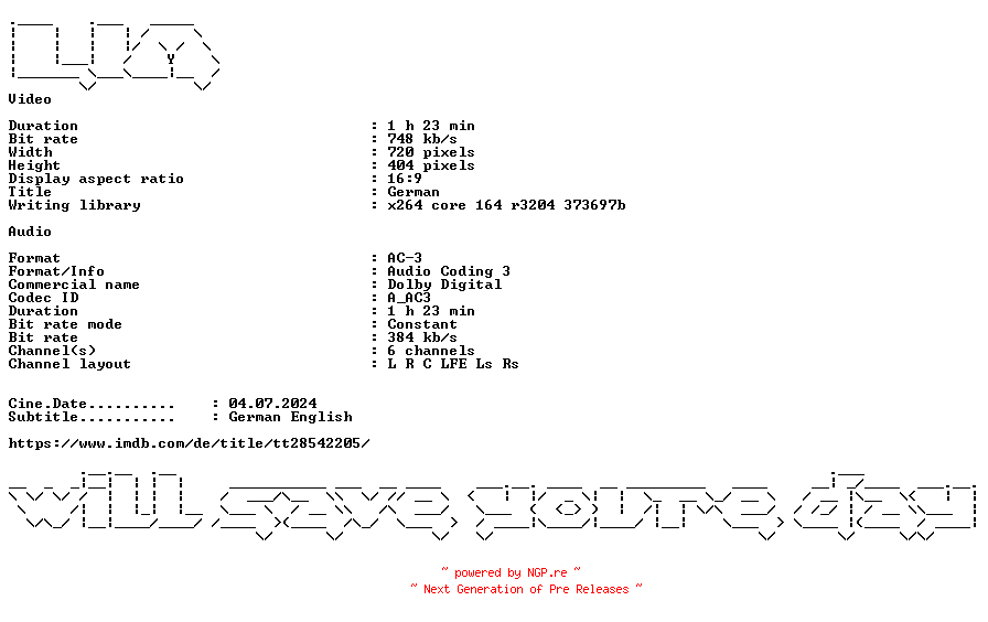 NFO for the release Kein.Wort.German.2023.AC3.DVDRip.x264-LIM by LIM