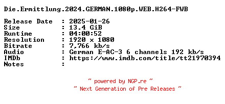 NFO for the release Die.Ermittlung.2024.GERMAN.1080p.WEB.H264-FWB by FWB