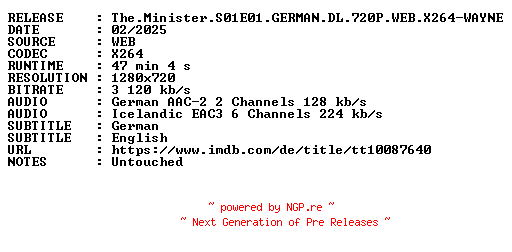 NFO for the release The.Minister.S01E01.GERMAN.DL.720P.WEB.X264-WAYNE by WAYNE
