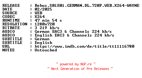 NFO for the release Rebus.S01E01.GERMAN.DL.720P.WEB.X264-WAYNE by WAYNE