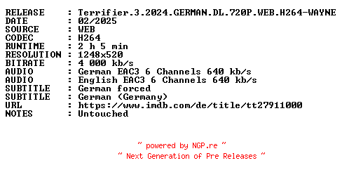NFO for the release Terrifier.3.2024.GERMAN.DL.720P.WEB.H264-WAYNE by WAYNE