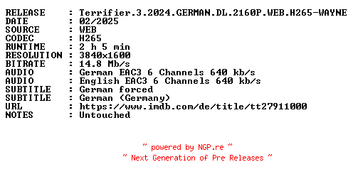 NFO for the release Terrifier.3.2024.GERMAN.DL.2160P.WEB.H265-WAYNE by WAYNE