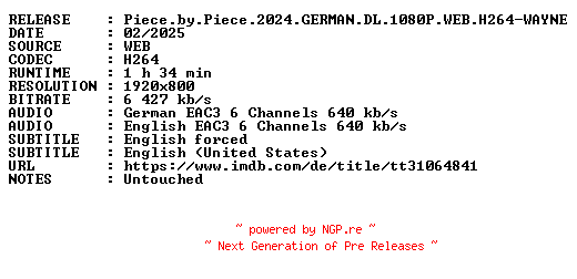 NFO for the release Piece.by.Piece.2024.GERMAN.DL.1080P.WEB.H264-WAYNE by WAYNE