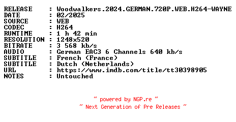 NFO for the release Woodwalkers.2024.GERMAN.720P.WEB.H264-WAYNE by WAYNE