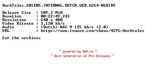 NFO for the release DuckTales.S01E05.INTERNAL.DUTCH.WEB.h264-NLKIDS by NLKIDS
