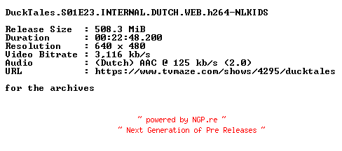 NFO for the release DuckTales.S01E23.INTERNAL.DUTCH.WEB.h264-NLKIDS by NLKIDS