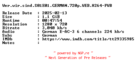 NFO for the release Wer.wir.sind.S01E01.GERMAN.720p.WEB.H264-FWB by FWB