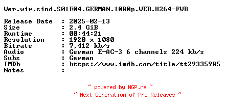 NFO for the release Wer.wir.sind.S01E04.GERMAN.1080p.WEB.H264-FWB by FWB