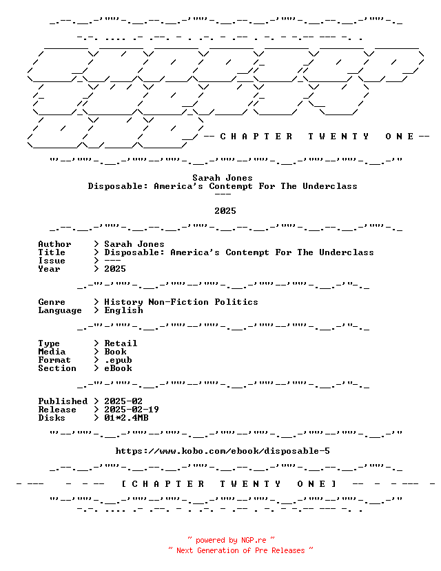 NFO for the release Sarah.Jones.-.Disposable.Americas.Contempt.For.The.Underclass.2025.RETAIL.EPUB.eBook-CTO by CTO
