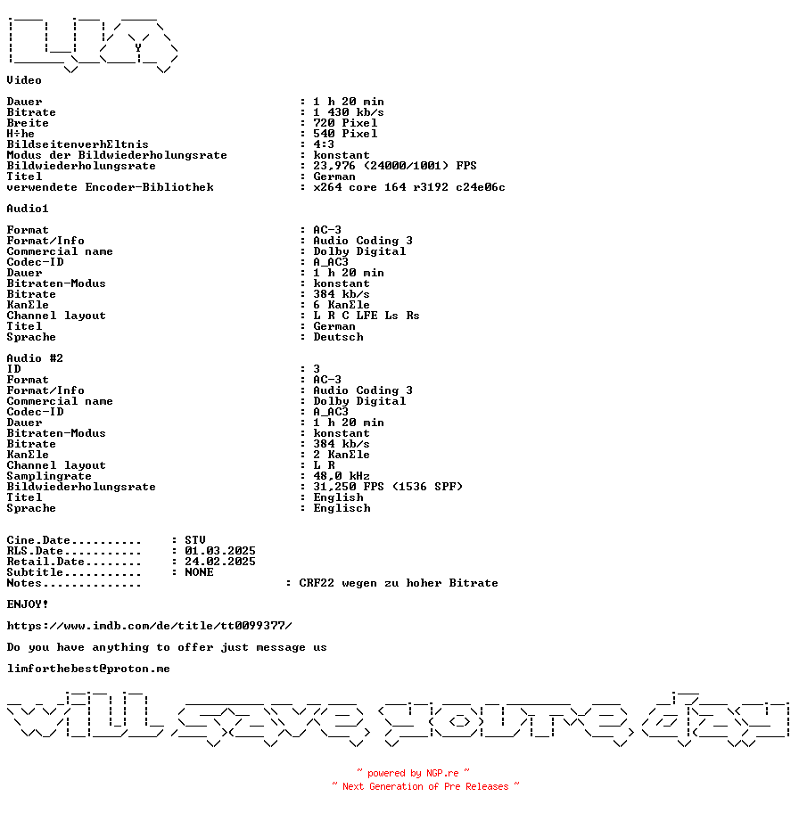 NFO for the release Deadbeat.at.Dawn.UNCUT.German.DL.1988.AC3.BDRiP.x264-LIM by LIM
